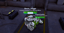 a screenshot of a video game with the name bacon ineggs on the top