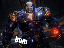 a robot with the word boom written on his chest