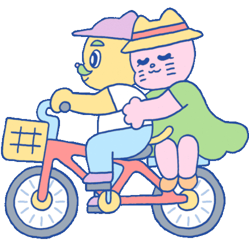 Nene And Coco Taking A Bike Ride Sticker - Nene And Coco Cat Cute Stickers