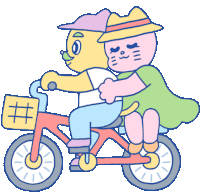 Nene And Coco Taking A Bike Ride Sticker - Nene And Coco Cat Cute Stickers