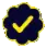 a yellow check mark on a black background in a yellow circle .