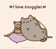Pusheen Loves Snuggles GIF