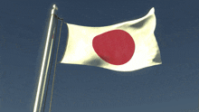 a white flag with a red circle in the middle is waving in the wind