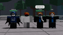 a group of roblox characters are standing next to each other