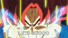 a close up of a cartoon character with the words `` lets goooo '' written on the bottom .