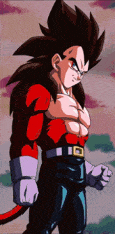 a cartoon character with a belt around his waist has a red tail