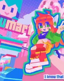 a pixel art illustration of a girl sitting in front of a store .