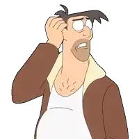 a cartoon of a man with a beard scratching his head with his hand
