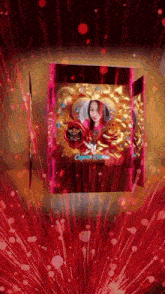 a picture of a woman in a gold frame with the word captain on it