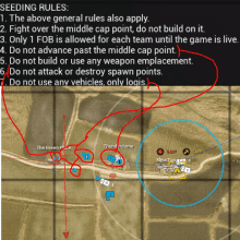 a map with seeding rules written at the top of it