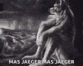 a painting with the words mas jaeger mas jaeger written on it