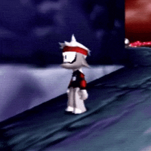 a cartoon character wearing a red headband and a black shirt