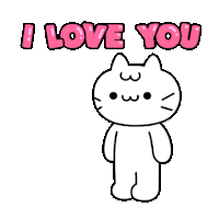 a cartoon cat is holding a bouquet of pink hearts and saying `` i love you '' .