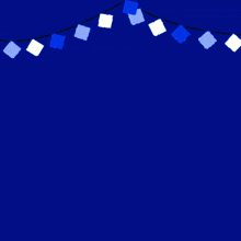 a blue background with arabic writing and a string of blue squares