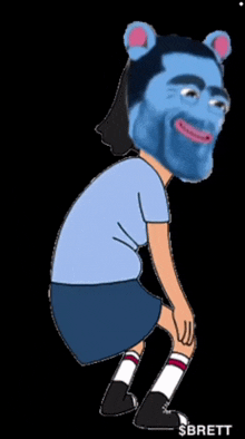 a cartoon of a person with two faces and the name brett