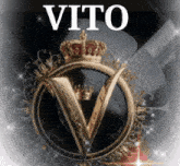 a logo for vito with a crown on top