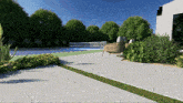 an artist 's impression of a patio with a swimming pool
