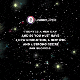 a poster that says today is a new day and so you must have a new resolution and a strong desire for success