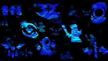 a black background with a lot of blue icons and the words made by on the bottom