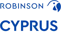 a logo for robinson cyprus with a blue bird on it