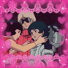 a couple of anime characters are hugging each other