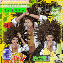 a picture of a man with long hair and the number 420