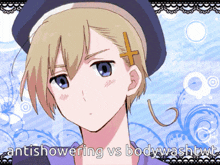 a picture of a boy with the words " antishowering vs bodywash twt " on it
