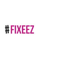 a pink and black sticker that says `` fixeez mood ''