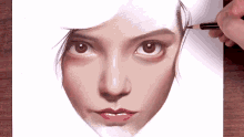 a drawing of a woman 's face with a black pencil