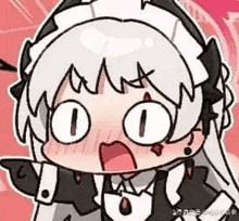 a cartoon drawing of a maid with a surprised face .