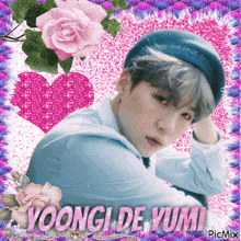 a picture of a young man with the name yoongi de yumi on the bottom