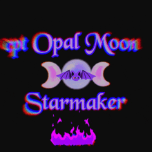 a logo for opal moon starmaker with a bat and a moon