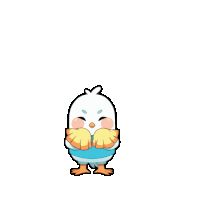 a cartoon bird wearing a sky-line shirt