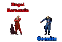 a pixel art of rugal bernstein and goenitz fighting