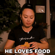 He Loves Food Mariah Milano GIF - He Loves Food Mariah Milano Dinner With Mariah GIFs
