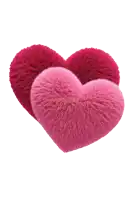 two pink and red heart shaped pillows with the name anna cruz written on the bottom