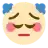 a cartoon smiley face with a sad look on its face and sweat coming out of its eyes .