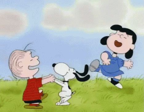Snoopy, Lucy y Bis bailan para que tengas un feliz mes