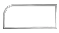 a chrome frame with a white background and a curved corner .
