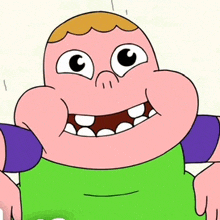 a close up of a cartoon character with big teeth