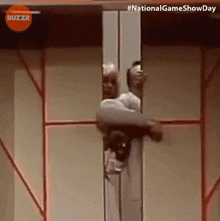 Trying To Get Out Of The Elevator Buzzr GIF - Trying To Get Out Of The Elevator Buzzr Let Us Out GIFs