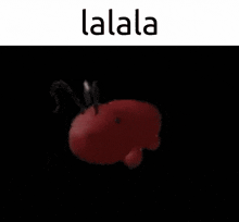 a 3d rendering of a red worm with the words lalala above it