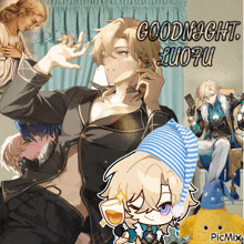 a collage of anime characters with the words goodnight luofu on top