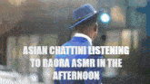 asian chattini listening to raora asmr in the afternoon with a man in a suit
