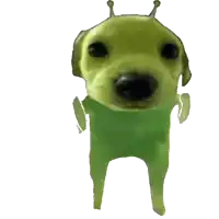 a green dog with antennas on its head and arms