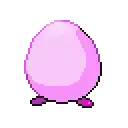 a pixel art of a pink egg on a white background .