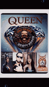 a poster for queen heavy roses shows a skull on a diamond