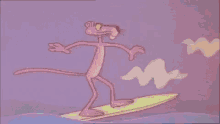pink panther surfing wave surfer surfing is life