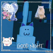 a picture of a cat with the words good night written on it