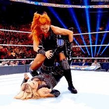 Becky Lynch Natalya GIF - Becky Lynch Natalya Sharpshooter GIFs